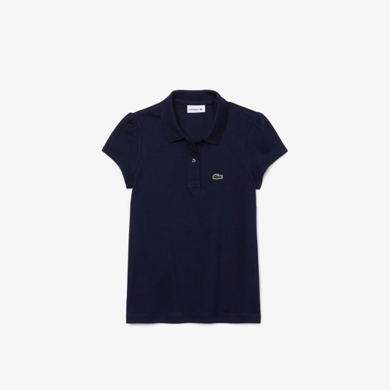 Lacoste Scalloped Collar Mini Piqué Polo Shirt Marineblå Blå | ckf8dAkA