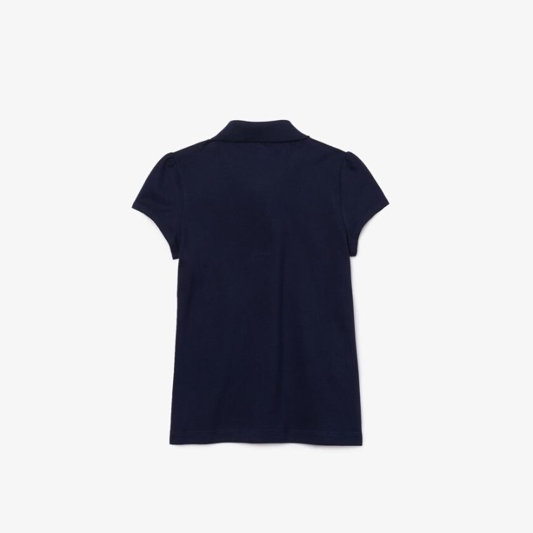 Lacoste Scalloped Collar Mini Piqué Polo Shirt Marineblå Blå | ckf8dAkA