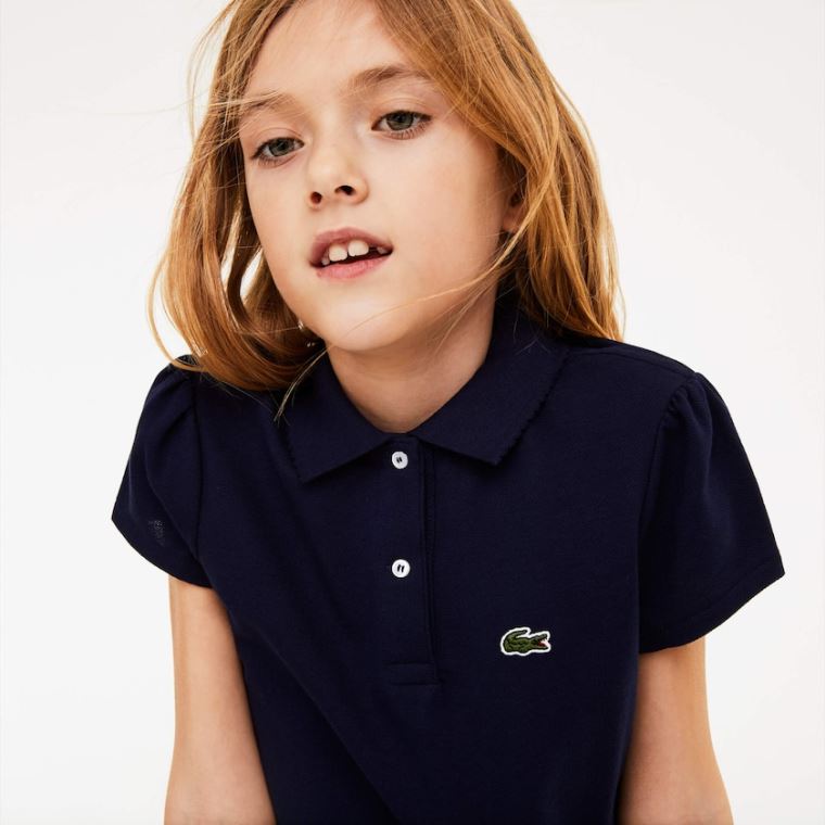 Lacoste Scalloped Collar Mini Piqué Polo Shirt Marineblå Blå | ckf8dAkA