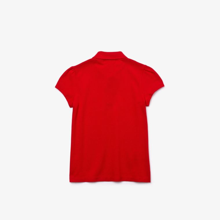 Lacoste Scalloped Collar Mini Piqué Polo Shirt Rød | pQIh8FdI