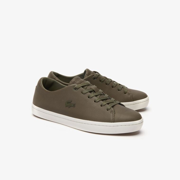 Lacoste Showcourt 2.0 Lær Sneakers Mørke Khaki Hvite | CQHFYOSD