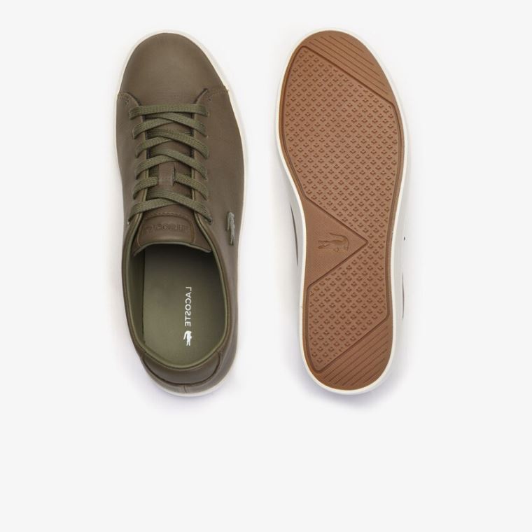 Lacoste Showcourt 2.0 Lær Sneakers Mørke Khaki Hvite | CQHFYOSD