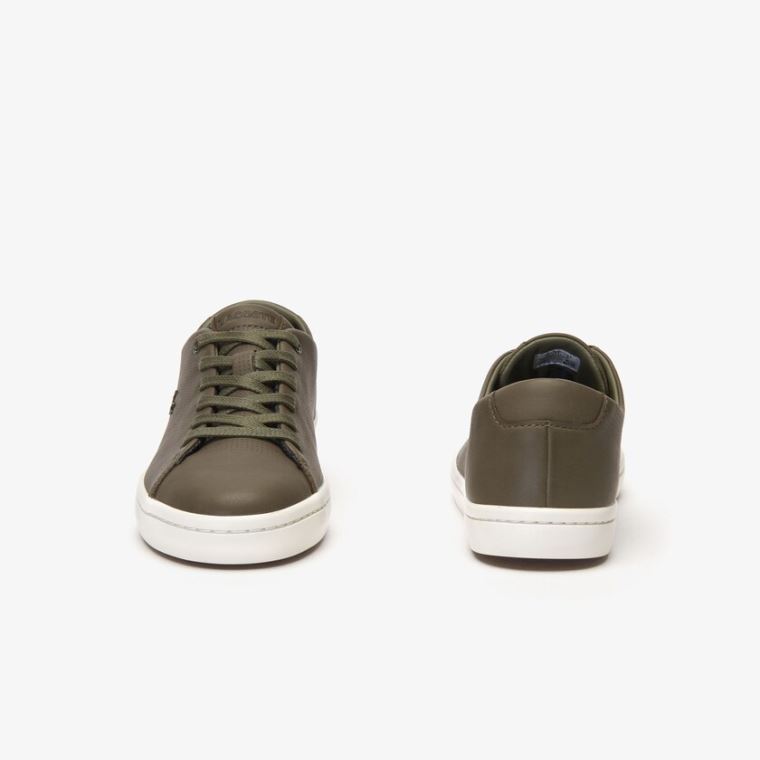 Lacoste Showcourt 2.0 Lær Sneakers Mørke Khaki Hvite | CQHFYOSD