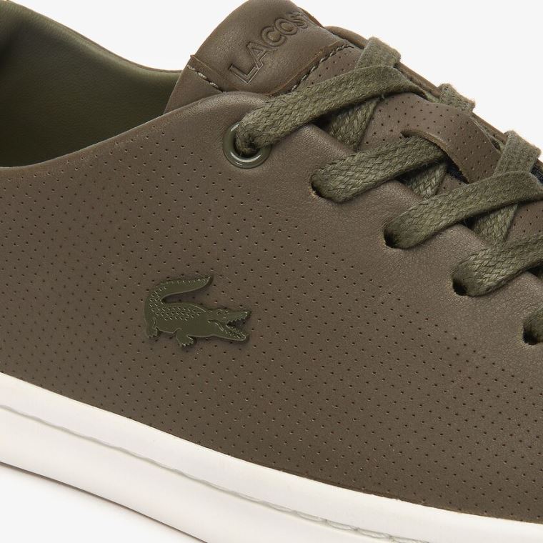 Lacoste Showcourt 2.0 Lær Sneakers Mørke Khaki Hvite | CQHFYOSD