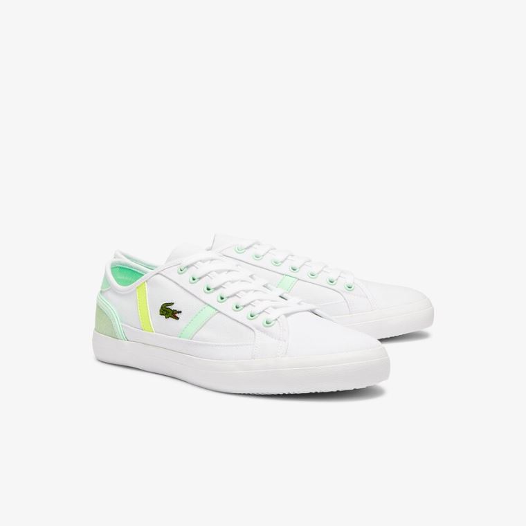 Lacoste Sideline Canvas Sneakers Hvite Lyse Grønn | Fs7Fufai