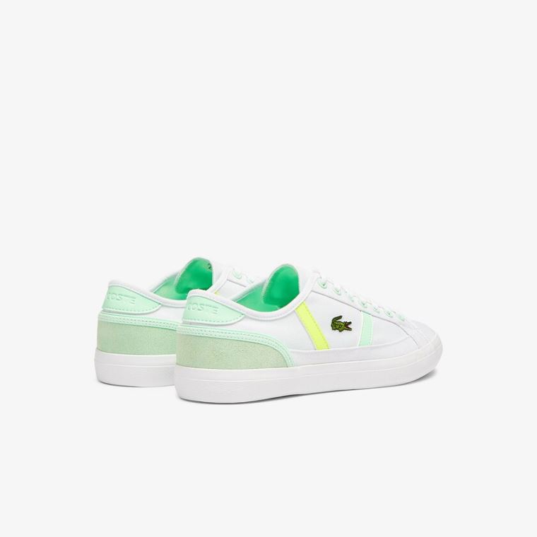 Lacoste Sideline Canvas Sneakers Hvite Lyse Grønn | Fs7Fufai