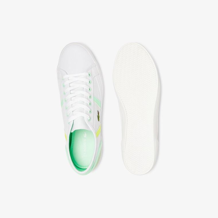 Lacoste Sideline Canvas Sneakers Hvite Lyse Grønn | Fs7Fufai