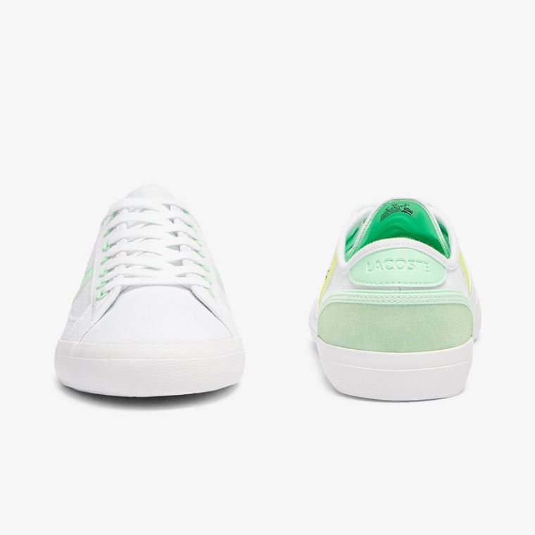 Lacoste Sideline Canvas Sneakers Hvite Lyse Grønn | Fs7Fufai