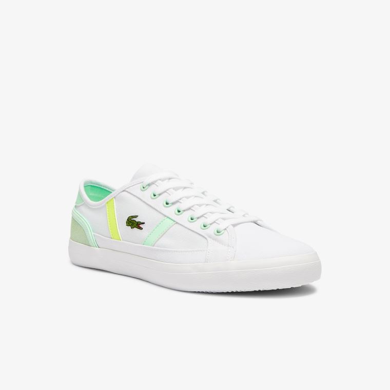 Lacoste Sideline Canvas Sneakers Hvite Lyse Grønn | Fs7Fufai