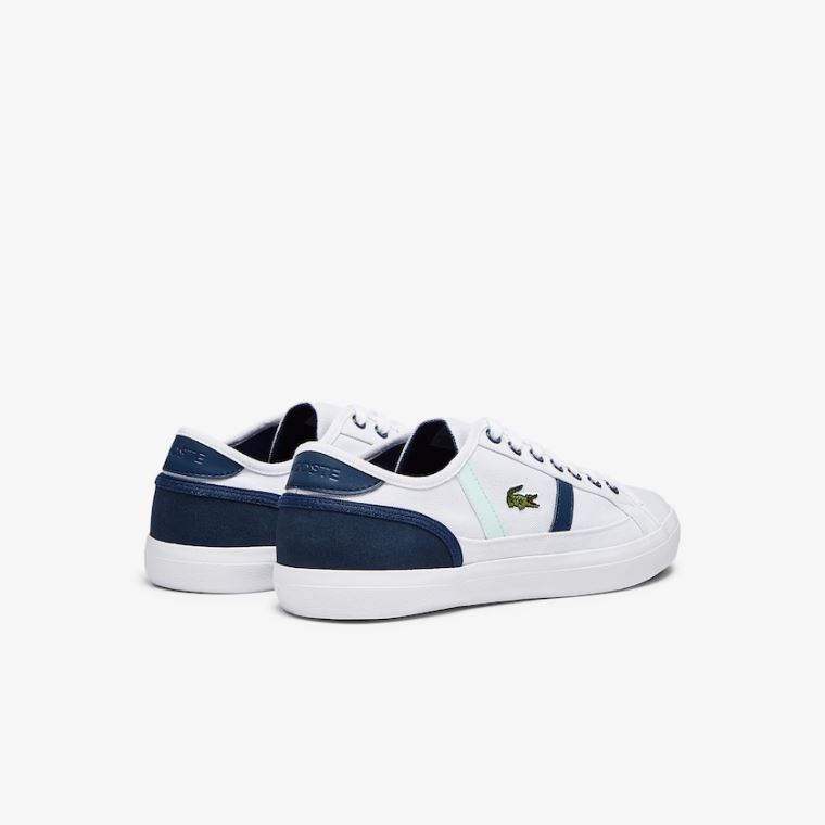 Lacoste Sideline Canvas Sneakers Hvite Marineblå | AV62MBua