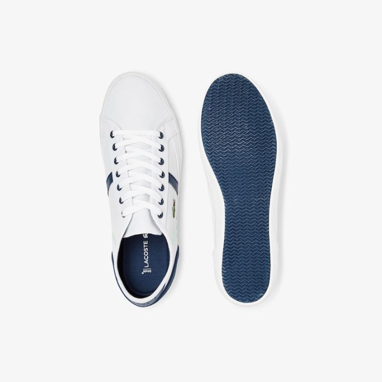 Lacoste Sideline Canvas Sneakers Hvite Marineblå | AV62MBua