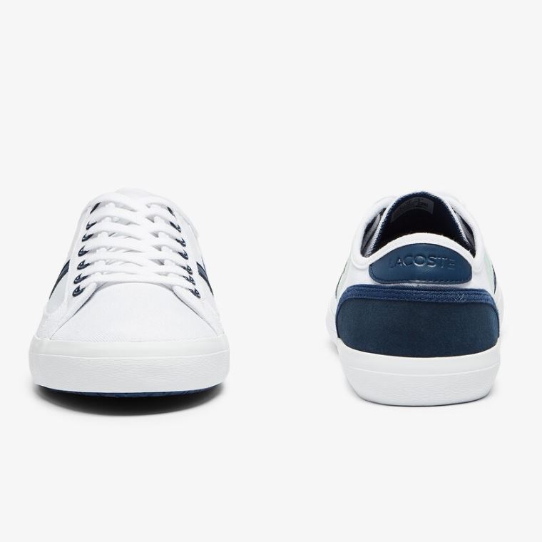 Lacoste Sideline Canvas Sneakers Hvite Marineblå | AV62MBua