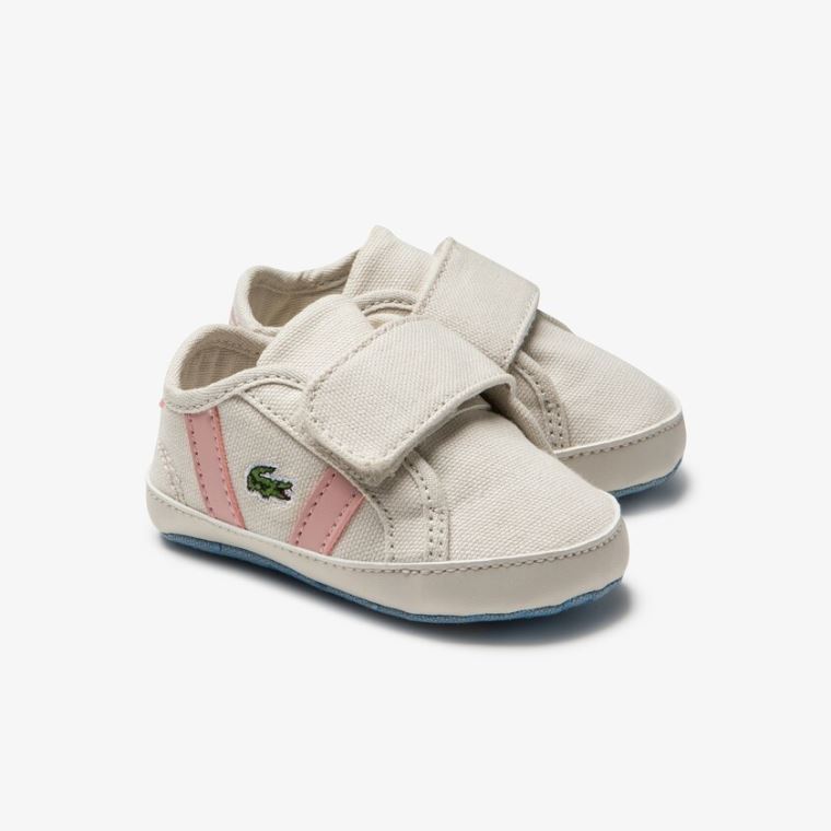 Lacoste Sideline Crib Canvas Sneakers Hvite Lyse Rosa | 2ydxLkgu