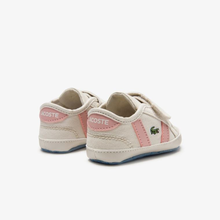 Lacoste Sideline Crib Canvas Sneakers Hvite Lyse Rosa | 2ydxLkgu