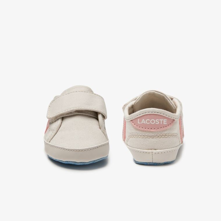 Lacoste Sideline Crib Canvas Sneakers Hvite Lyse Rosa | 2ydxLkgu