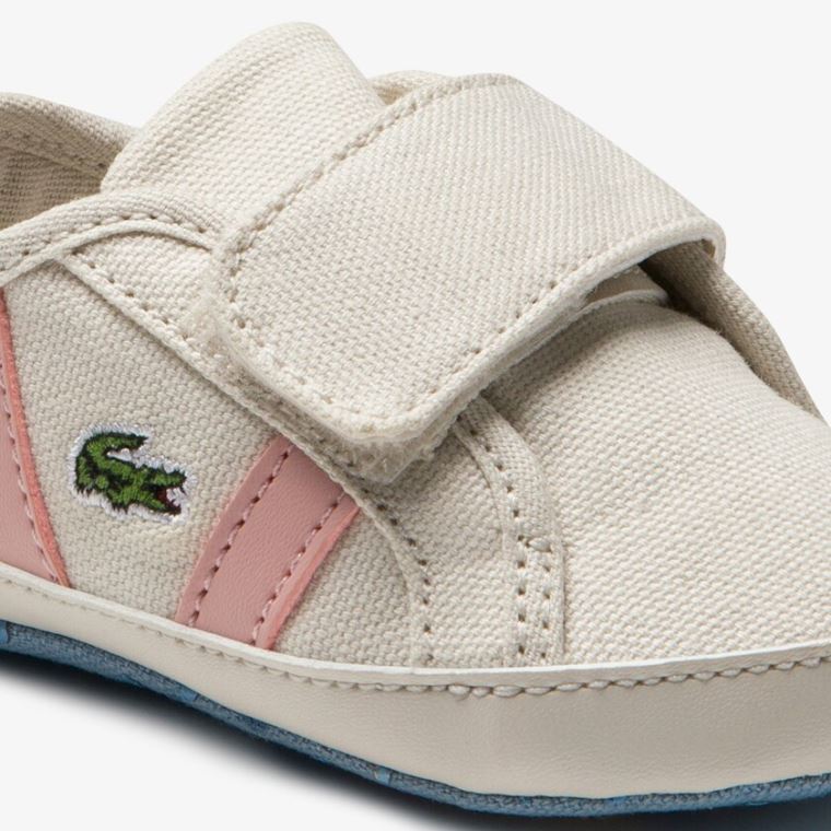 Lacoste Sideline Crib Canvas Sneakers Hvite Lyse Rosa | 2ydxLkgu