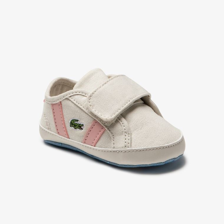 Lacoste Sideline Crib Canvas Sneakers Hvite Lyse Rosa | 2ydxLkgu