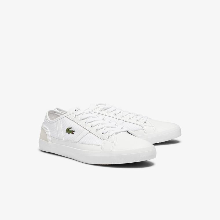 Lacoste Sideline Tekstil and Lær Sneakers Hvite | FzUzeE9I