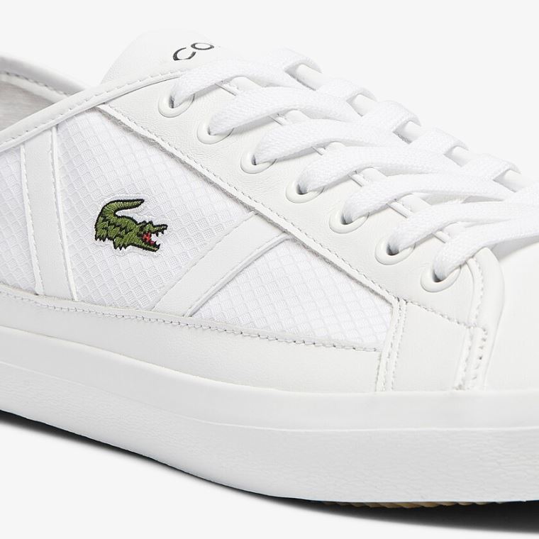 Lacoste Sideline Tekstil and Lær Sneakers Hvite | FzUzeE9I