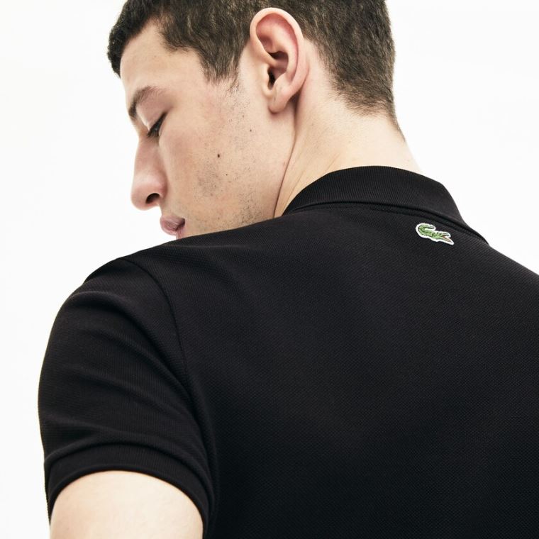 Lacoste Signature Bomull Polo Svarte | M0yBJ3Ds