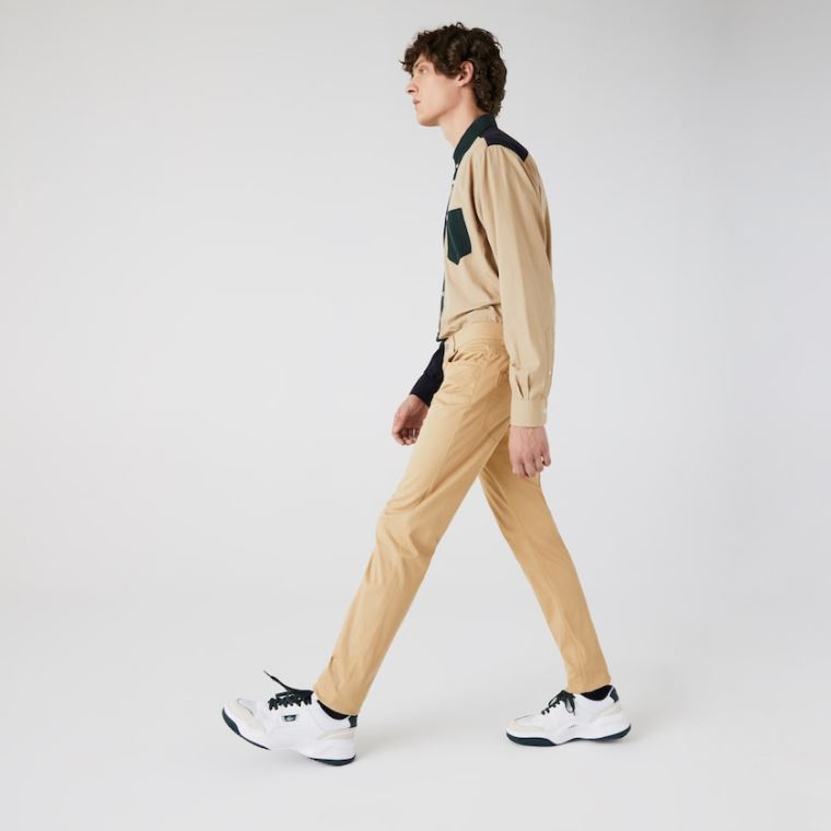 Lacoste Slim Fit 5-Pocket Stretch Bomull Pants Beige | hUhc14zM