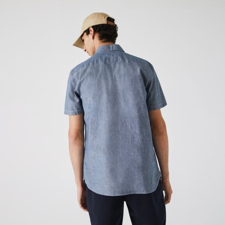 Lacoste Slim Fit Bomull Chambray Shirt Blå | NRDOg8LU