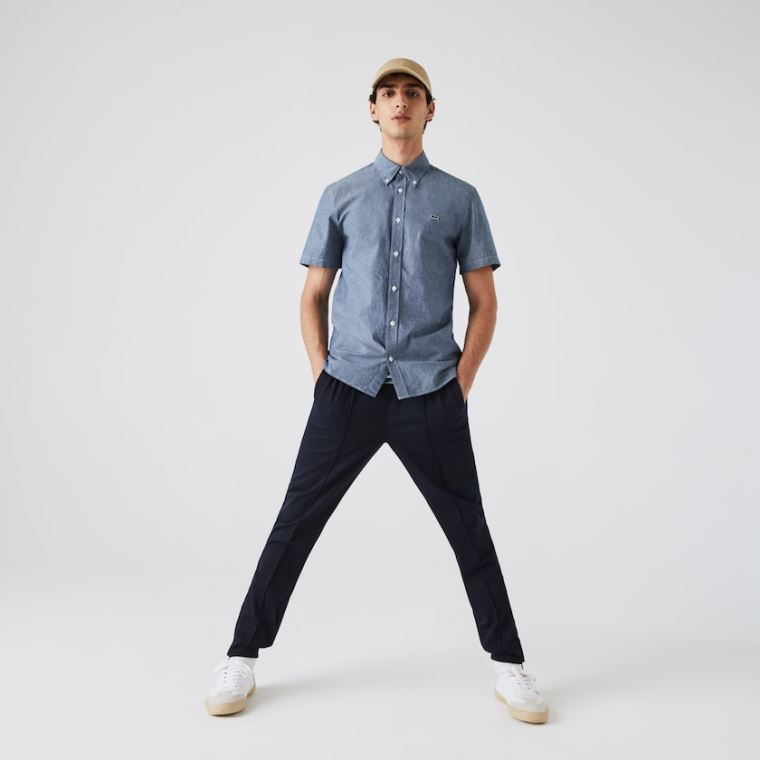 Lacoste Slim Fit Bomull Chambray Shirt Blå | NRDOg8LU