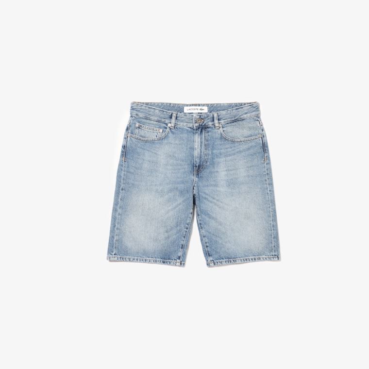 Lacoste Slim Fit Bomull Denim Bermuda Shorts Blå | CT3F3vCM