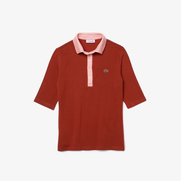 Lacoste Slim Fit Bomull Polo Shirt Brune Rosa | NtNLYCP4