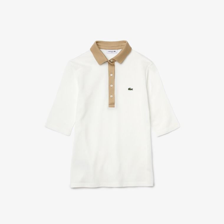 Lacoste Slim Fit Bomull Polo Shirt Hvite Beige | 5g7p9Tjn