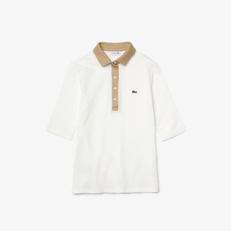 Lacoste Slim Fit Bomull Polo Shirt Hvite Beige | ntVKzUlh