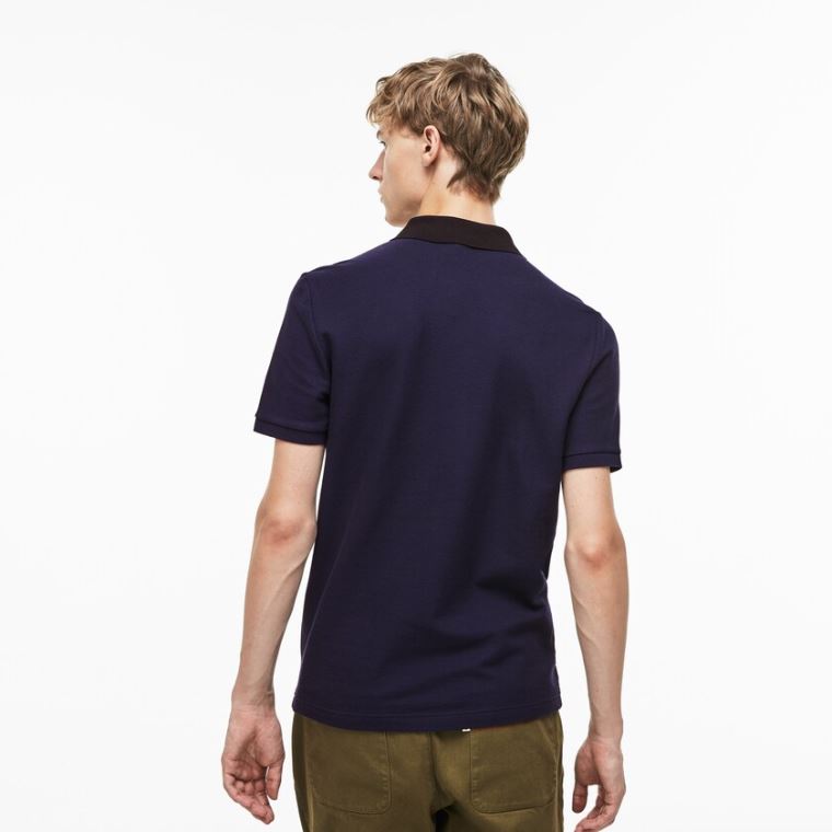 Lacoste Slim Fit Colourblock Striped Knop Piqué Polo Shirt Marineblå Blå | giEYVXuE