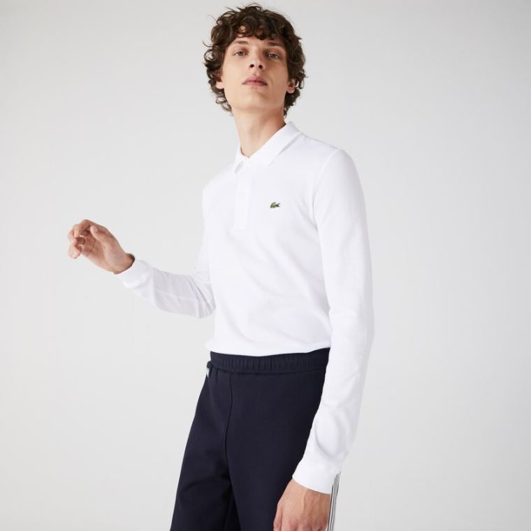 Lacoste Slim Fit Petit Piqué Polo Hvite | ftT9uOX0