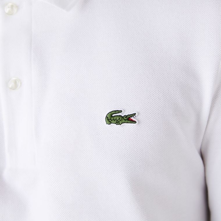 Lacoste Slim Fit Petit Piqué Polo Hvite | ftT9uOX0