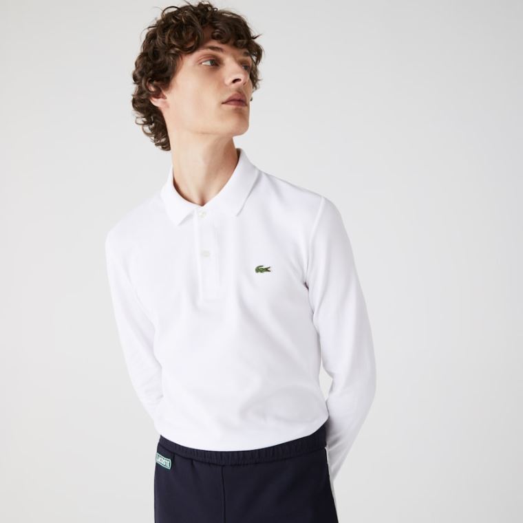 Lacoste Slim Fit Petit Piqué Polo Hvite | ftT9uOX0