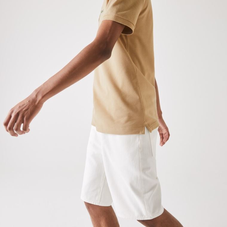 Lacoste Slim Fit Polo in Petit Piqué Beige | WoZjbckQ