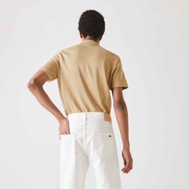 Lacoste Slim Fit Polo in Petit Piqué Beige | WoZjbckQ