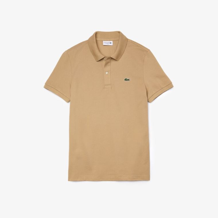 Lacoste Slim Fit Polo in Petit Piqué Beige | WoZjbckQ