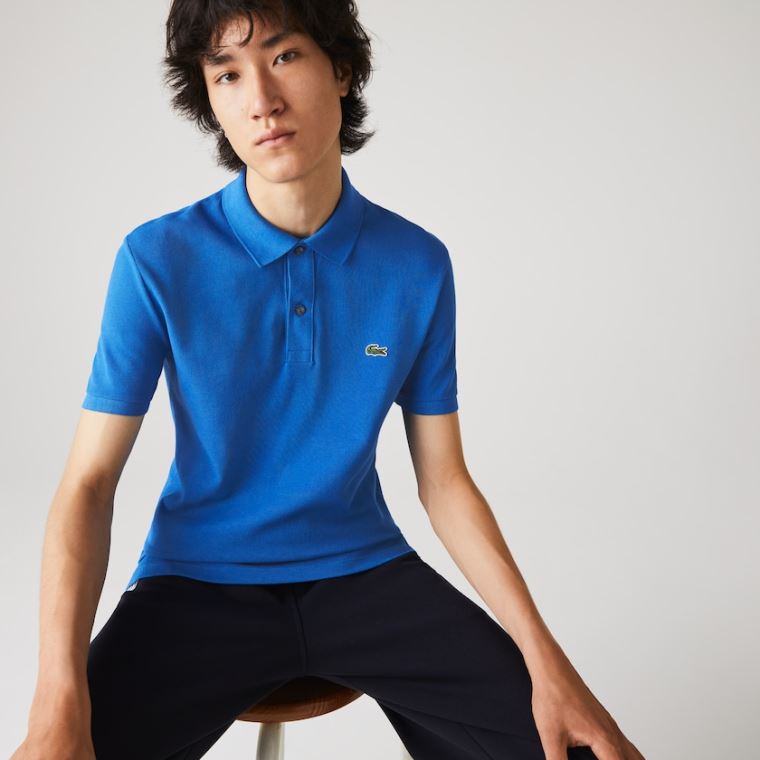 Lacoste Slim Fit Polo in Petit Piqué Blå | NavGmmMT