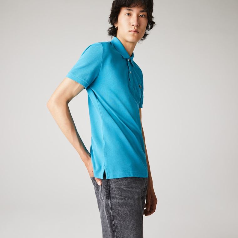 Lacoste Slim Fit Polo in Petit Piqué Blå | rJutl00k