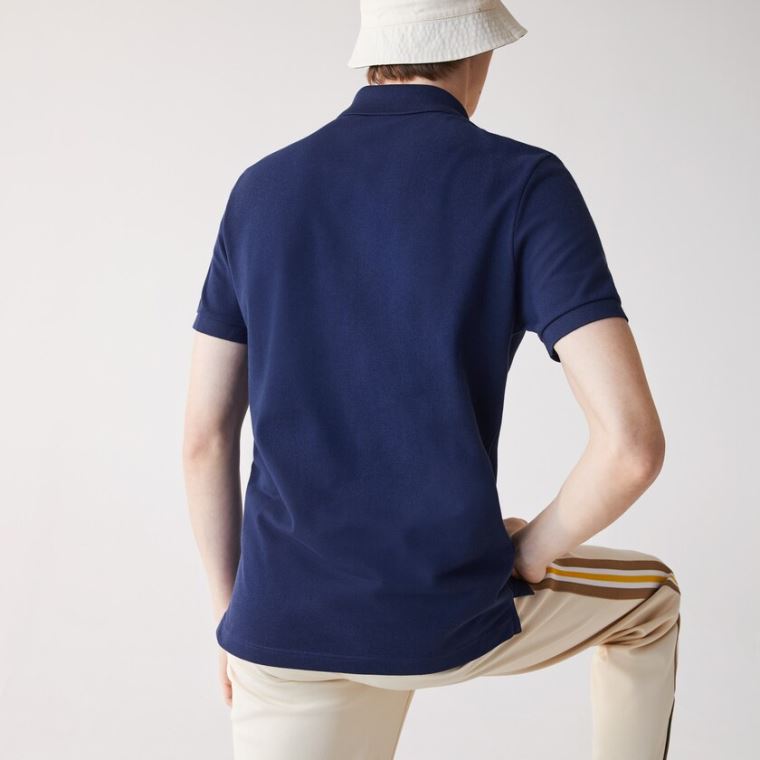 Lacoste Slim Fit Polo in Petit Piqué Blå | uywUAB46