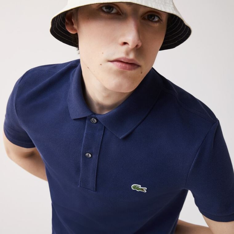 Lacoste Slim Fit Polo in Petit Piqué Blå | uywUAB46