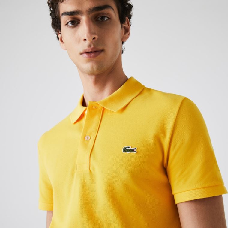 Lacoste Slim Fit Polo in Petit Piqué Gul | baL7S3NH