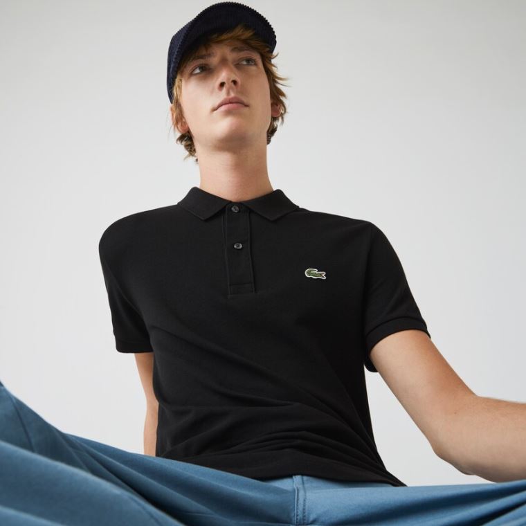 Lacoste Slim Fit Polo in Petit Piqué Svarte | 1bfODE8x