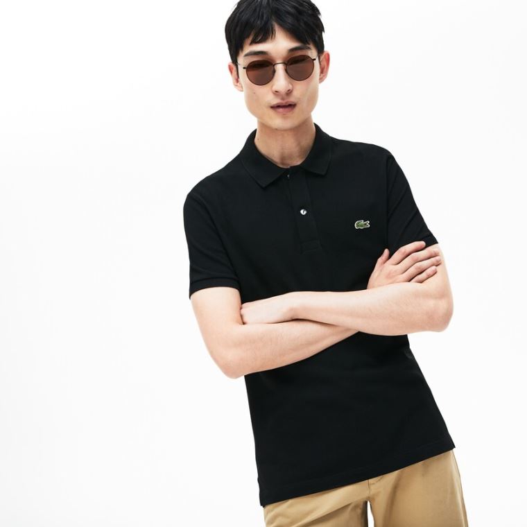 Lacoste Slim Fit Polo in Petit Piqué Svarte | 1bfODE8x