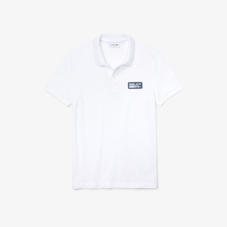 Lacoste Slim Fit Solid Bomull Piqué Polo With Badge Hvite | QcEMNUpT