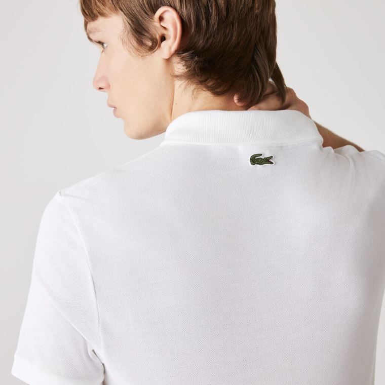 Lacoste Slim Fit Solid Bomull Piqué Polo With Badge Hvite | QcEMNUpT