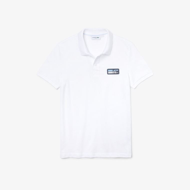 Lacoste Slim Fit Solid Bomull Piqué Polo With Badge Hvite | Swgq9zcz