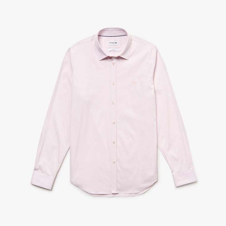 Lacoste Slim Fit Stretch Bomull Poplin Shirt Rosa | mtLxv0Hb