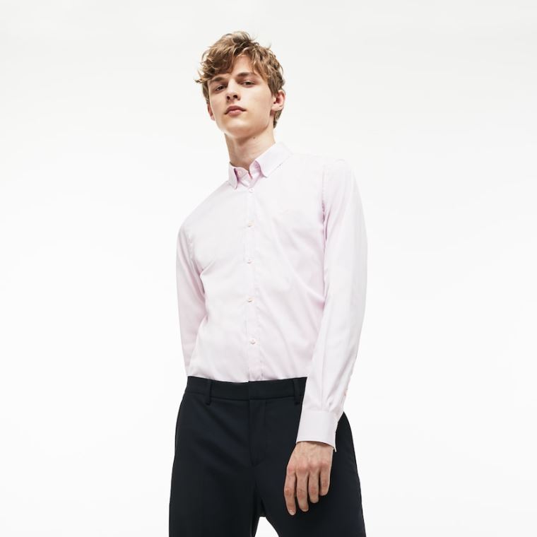 Lacoste Slim Fit Stretch Bomull Poplin Shirt Rosa | mtLxv0Hb